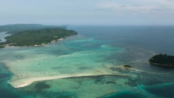Вид Воздуха Тропические Острова Пляжами Коралловыми Рифами Barobo Surigao Del — стоковое видео