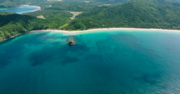 Nacpan Beach Med Sandstrand Och Blått Hav Nido Och Palawan — Stockvideo