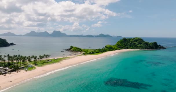 Luchtfoto Van Nacpan Beach Twin Beach Nido Palawan Filippijnen — Stockvideo