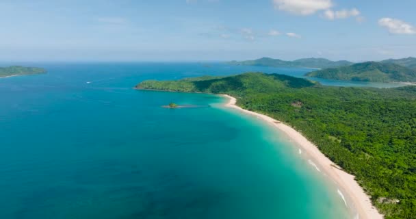 Tyrkysová Voda Krémově Zbarvený Písek Nacpan Beach Nido Palawan Filipíny — Stock video