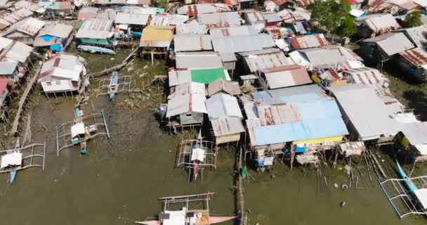 Barcos Pesca Casas Zancos Sobre Agua Zona Costera Coron Palawan — Vídeo de stock