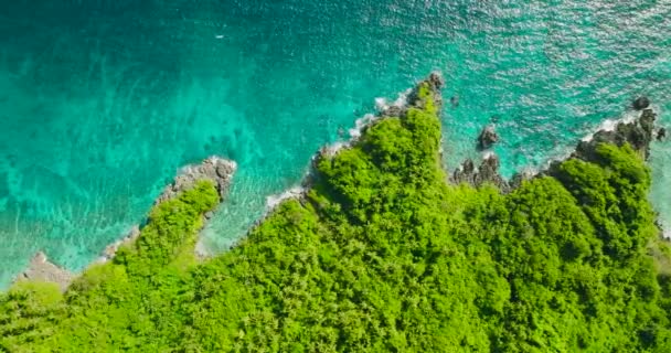 Carabao Adası Nın Kıyı Bölgesinde Turkuaz Deniz Suyu San Jose — Stok video