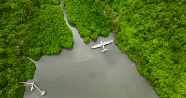 Вид Сверху Небольшого Самолета Над Водно Болотными Угодьями Конасионе Бусуанга — стоковое видео