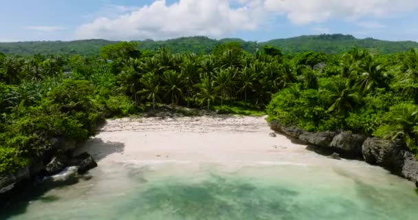 Onda Oceânica Esverdeada Colidindo Rochas Praia Areia Ilha Carabao Romblon — Vídeo de Stock