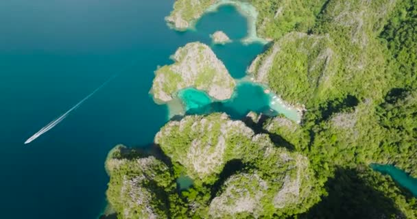 Blick Auf Inseln Mit Lagunen Und See Kayangan See Coron — Stockvideo