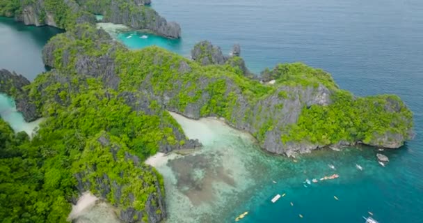 Tekneli Büyük Göl Küçük Göl Havadan Görünüşü Miniloc Adası Nido — Stok video