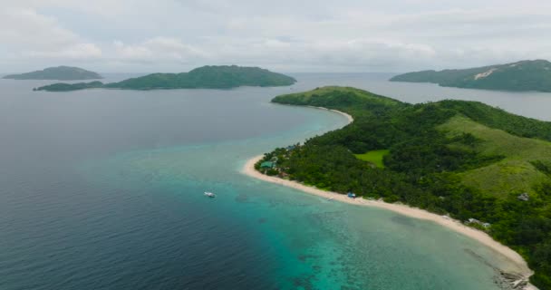 Тропический Пейзаж Островов Белыми Песчаными Пляжами Ромблоне Филиппины — стоковое видео