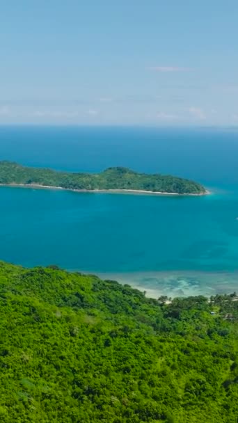 Вид Повітря Зелені Рослини Тропічному Острові Пляжем Ель Нідо Палаван — стокове відео