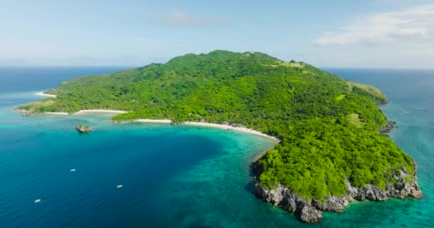 Playa Tropical Con Arena Blanca Isla Cobrador Romblon Filipinas — Vídeo de stock