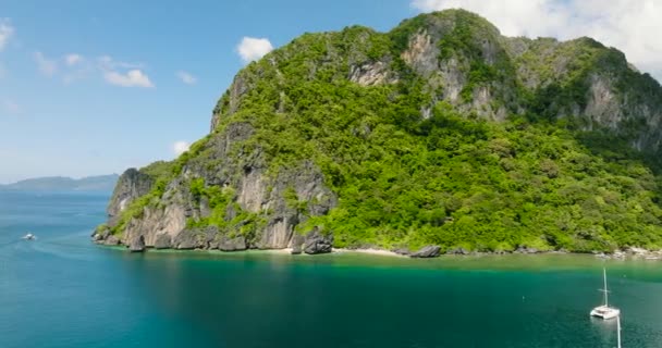 Barcos Veleros Que Cruzan Mar Nido Filipinas Palawan — Vídeos de Stock