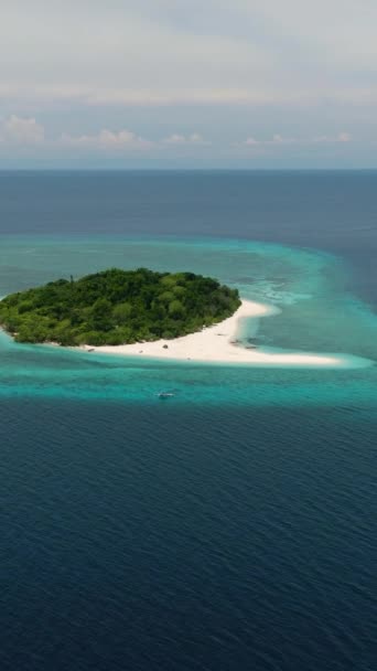 Острове Мантига Бирюзовая Вода Камиген Филиппины Вертикальное Видео — стоковое видео
