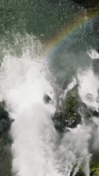 Top View Rainbow Rapid Stream Limunsudan Falls Mindanao Philippines Slow — Stock Video