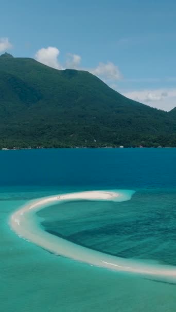 Vista Aerea Sabbia Bianca Con Onde Oceaniche White Island Isole — Video Stock