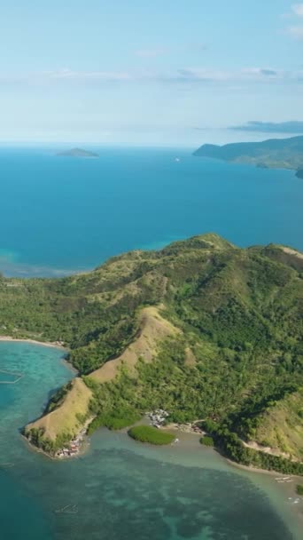 Pemandangan Udara Pulau Dinosaur Tidur Mati Davao Oriental Filipina Tampilan — Stok Video