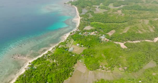 Wyspa Białym Piaskiem Plaży Małej Miejscowości Santa Tablas Romblon Filipiny — Wideo stockowe