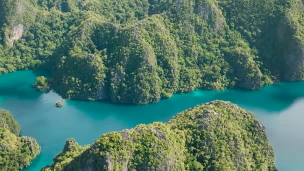 Lago Montaña Escénico Con Formación Rocas Submarinas Lago Kayangan Coron — Vídeos de Stock