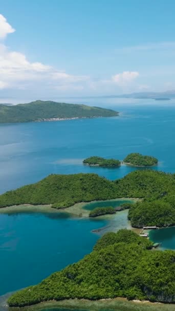 Türkisfarbene Lagunen Auf Der Insel Tinago Blaues Meer Und Blauer — Stockvideo