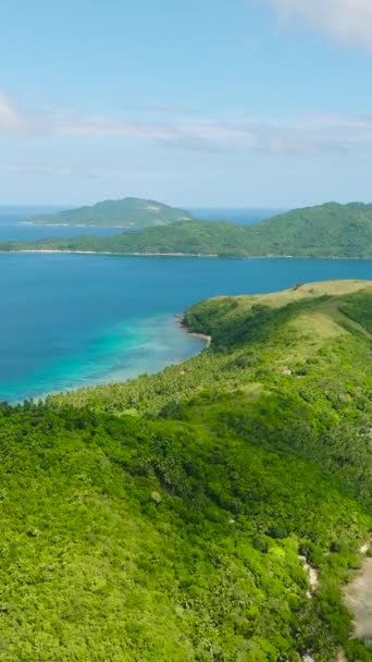Τροπικά Νησιά Πράσινα Φυτά Που Περιβάλλονται Από Γαλάζια Θάλασσα Ρόμπλον — Αρχείο Βίντεο