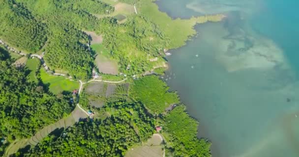 Horní Pohled Ostrov Zemědělskou Půdou Santa Tablas Romblon Filipíny — Stock video