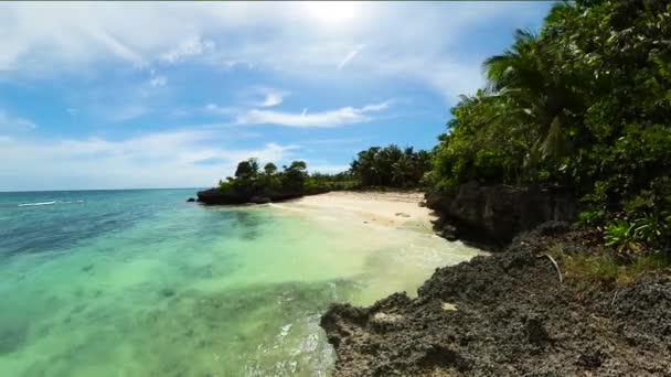 Turkuaz Deniz Suyu Kumsalda Dalgalar Romblon Filipinler Deki Carabao Adası — Stok video