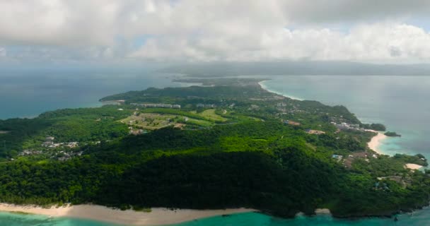 Beyaz Kum Turkuaz Deniz Suyu Boracay Plajları Puka Sahili Filipinler — Stok video