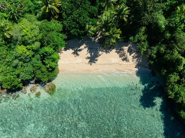 Sahilde dalgalar ve beyaz kumlu sahilde güneş yansıması olan temiz su. Romblon, Romblon. Filipinler.