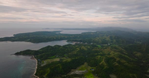 Eiland Met Berghellingen Rijstvelden Santa Tablas Romblon Filippijnen — Stockvideo