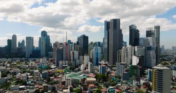 Metro Manila Flygfoto Byggnader Makati City Filippinerna — Stockvideo
