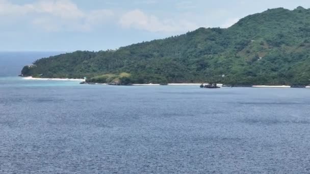 科布拉多岛 有海岸线 白色沙滩和蓝色海 Romblon 菲律宾 — 图库视频影像