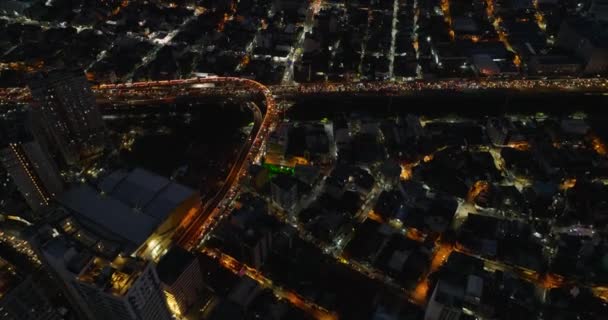 Metro Manila Skyway Nachts Kleurrijke Straatlantaarns Makati Filipijnen — Stockvideo