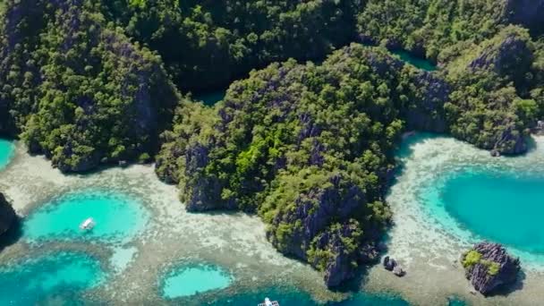 Vista Drone Lagoa Escondida Com Água Azul Turquesa Lago Negro — Vídeo de Stock