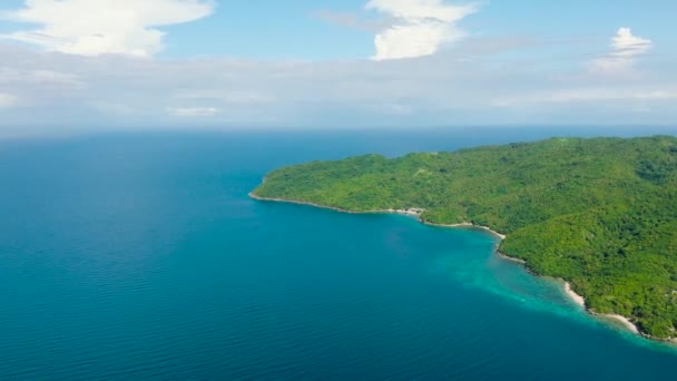 Romblon Adası Üzerindeki Yeşil Ağaçlar Mavi Deniz Ile Çevrilidir Mavi — Stok video