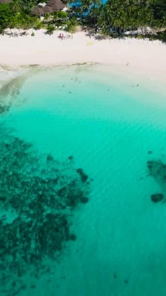 Transparent Turkost Vatten Och Vit Sand Punta Bunga Beach Boracay — Stockvideo