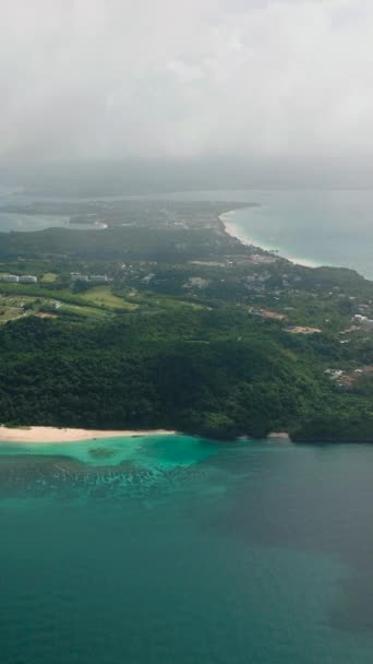 Drone Uitzicht Stranden Van Boracay Wit Zand Helder Turquoise Zeewater — Stockvideo