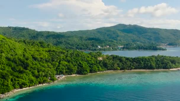 Mar Azul Isla Romblon Vista Aérea Cielo Azul Nubes Filipinas — Vídeo de stock