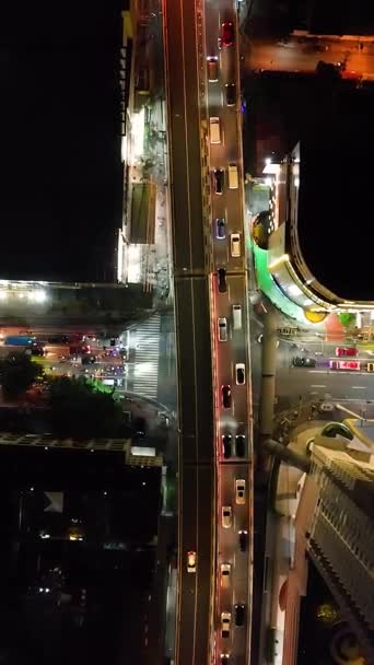 Centro Cidade Com Carros Veículos Rodovias Makati Vista Noturna Metro — Vídeo de Stock