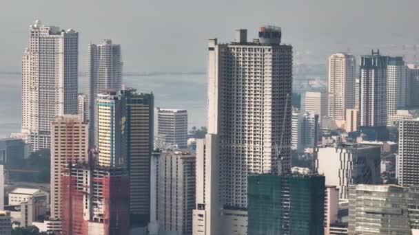 Metro Manila Daki Oteller Yüksek Binalar Filipinler Sahil Kenti — Stok video