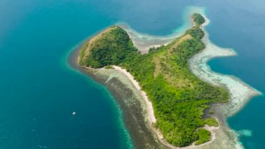 Turkuaz su ve mercan resifleri olan Dimanglet Adası. Coron, Palawan. Filipinler.