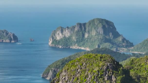 Blue Sea Limestone Mountain Islands Nido Palawan Philippines — Stock Video