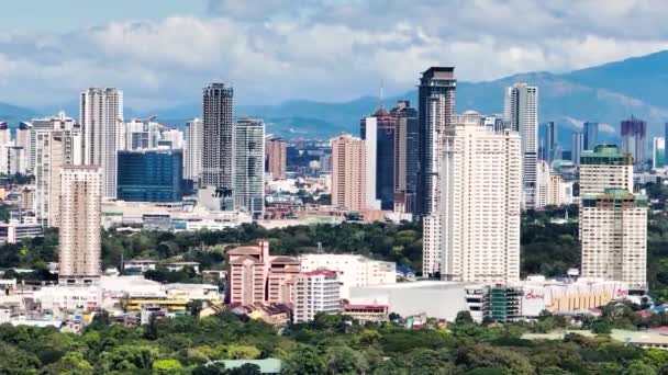Город Макати Небоскребами Высотными Башнями Метро Манила Филиппины — стоковое видео
