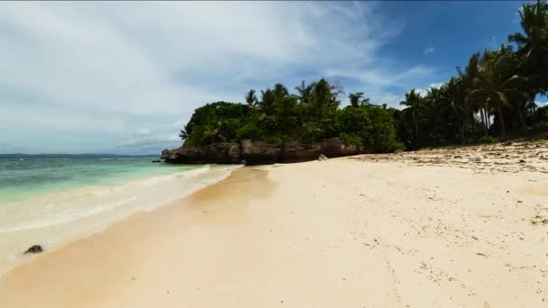 Palmy Piaszczystej Plaży Falami Wyspa Carabao Romblon Filipiny — Wideo stockowe