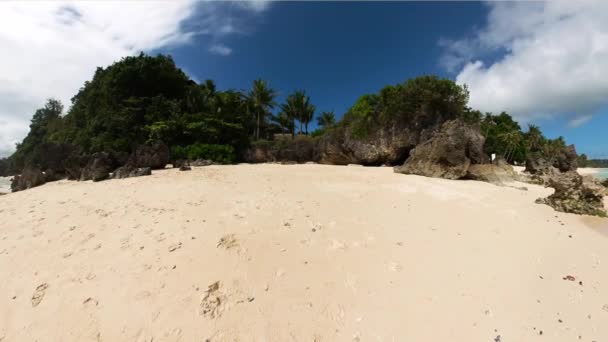 Тропическая Прибрежная Зона Порошкообразными Белыми Песками Боракай Бич Малайский Аклан — стоковое видео