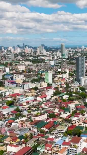 Vista Superior Edifícios Ruas Torres Mandaluyong City Filipinas Vista Vertical — Vídeo de Stock