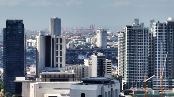 Metro Manila Vista Aérea Edifícios Cidade Makati Filipinas — Vídeo de Stock