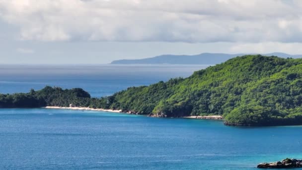 Білий Піщаний Пляж Тропічному Острові Блакитне Небо Хмари Філіппіни — стокове відео