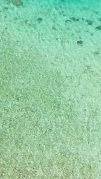 透明な水とターコイズ水の波が付いている海水 ロムブロン フィリピン 垂直ビュー — ストック動画