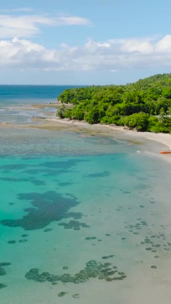 Barche Acque Limpide Spiaggia Sabbia Bianca Santa Tablas Romblon Filippine — Video Stock