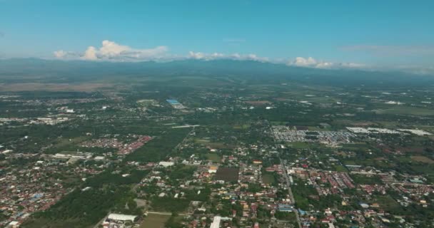 Vista Aérea Colorida Cidade Moderna Céu Azul Nuvens General Santos — Vídeo de Stock