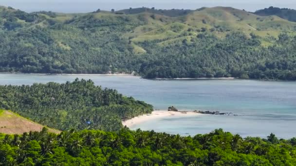 Beyaz Kumlu Hindistan Cevizi Ağaçlı Bir Sahil Santa Tablo Romblon — Stok video
