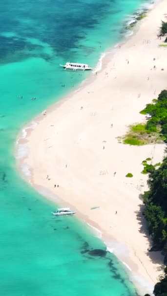 Бірюзова Морська Вода Хвилі Білих Пісках Пляжі Шелл Боракай Філіппіни — стокове відео